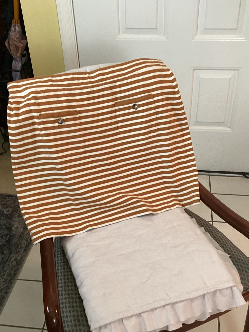 J. Crew Cream and Rust-Orange Striped Cotton Skirt